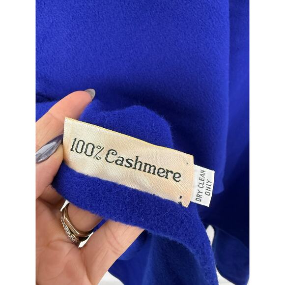 Ralph Lauren 100% Cashmere Hooded Poncho Royal Blue Made in USA One Size - Picture 4 of 5